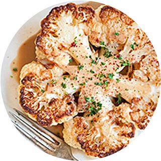 Lapsang Souchong Sauce over Cauliflower Steaks